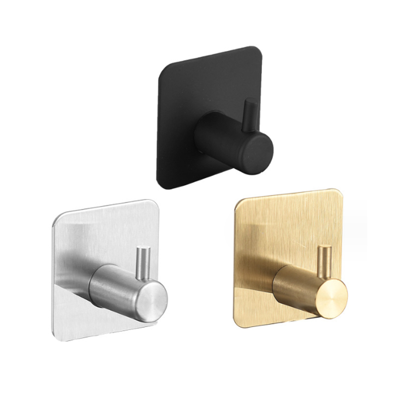 Best selling Adhesive Bathroom Metal Coat Hook Kitchen Home Stick Stainless Steel no drilling hooks