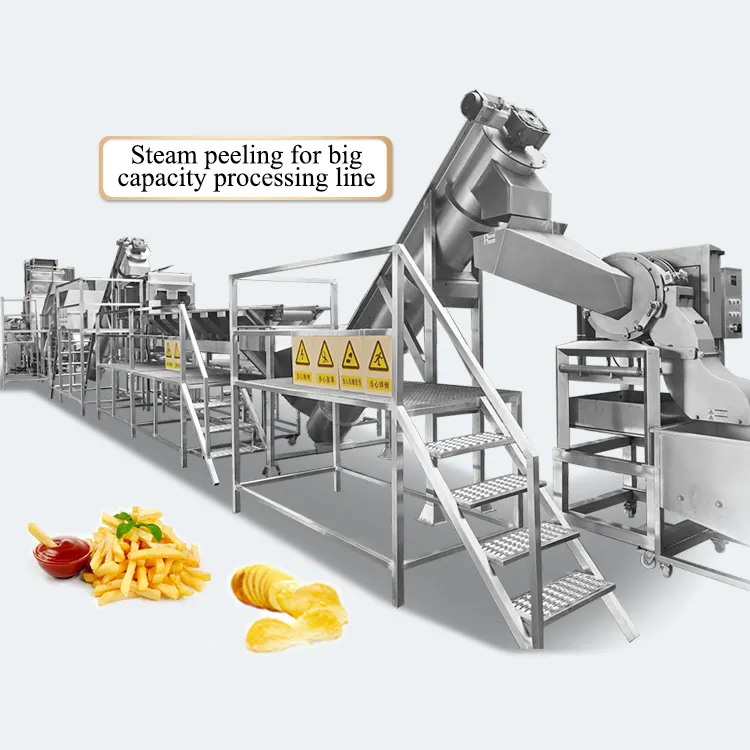 High-yield steam peeling frozen french fries production line