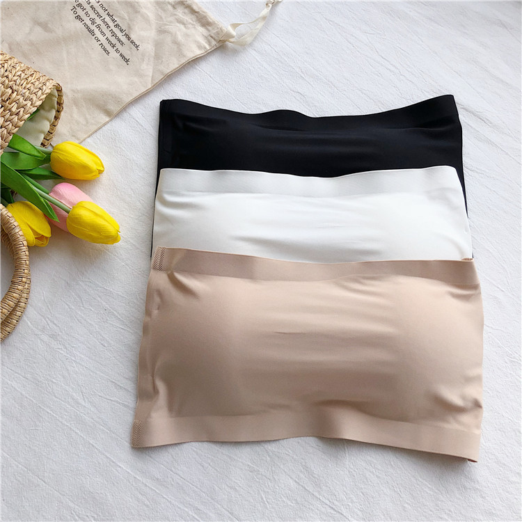 Ice silk back bra with adjustable back button, girl invisible underwear and no steel ring bra backless strapless bra