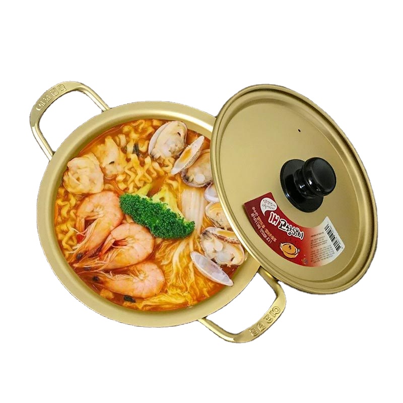 Korean style ramen noodle korean kitchen noodle soup mini cookware suppliers gold color aluminum cooking pot