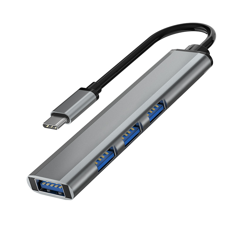 Алюминиевая док-станция 4 в 1, USB 2,0, 4 порта