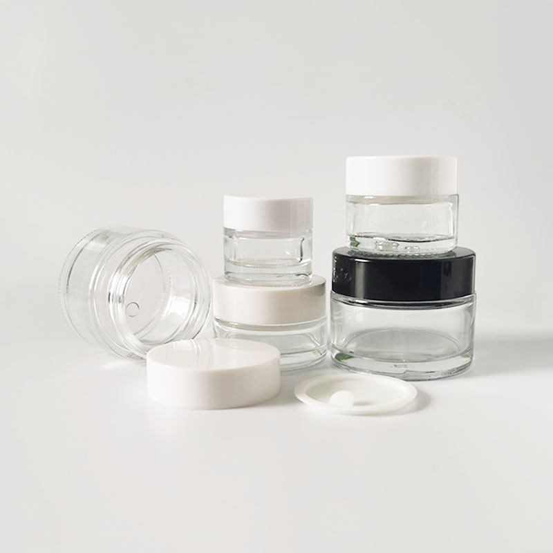 1oz 2oz 3oz 4oz Wholesale customized high quality small round straight sided clear glass jars with plastic screw lid