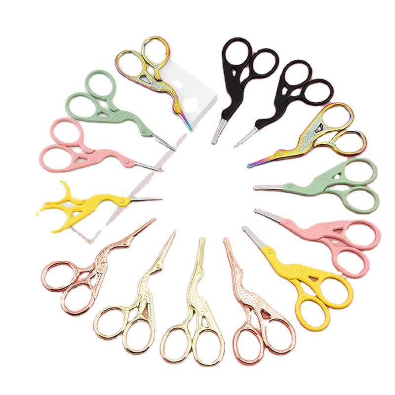 Stainless Steel Crane Scissors Safety round Nose Hair Trimmer with Sharp Blade Tip Manual Beauty Shave Beard Scissors