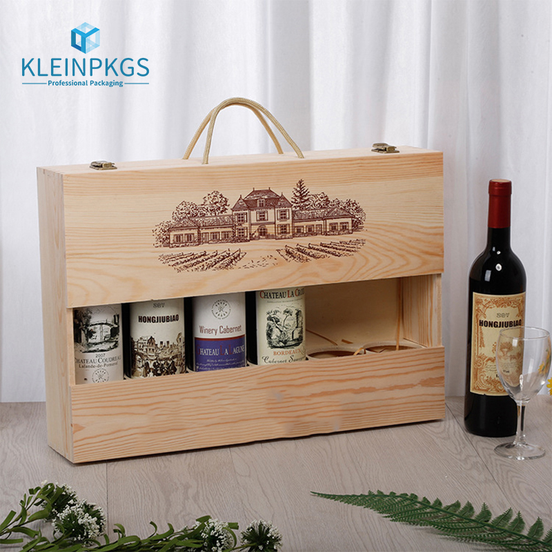 4 Wine Box Handle Red Wine Gift Box Wine Boxes Packing Vintage