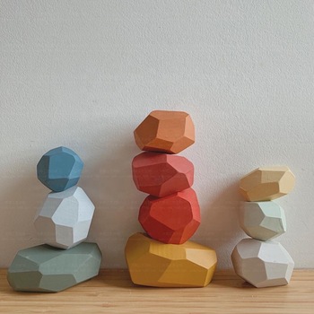 Creative fashion Nordic ins wind wooden crafts colored stone ornaments Jenga educational toys wooden toys
