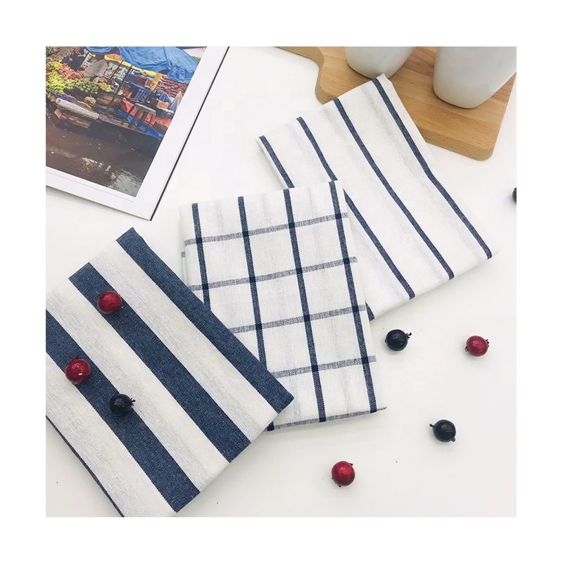 Custom cotton stripe tea towels set 100% printed kitchen tea towels