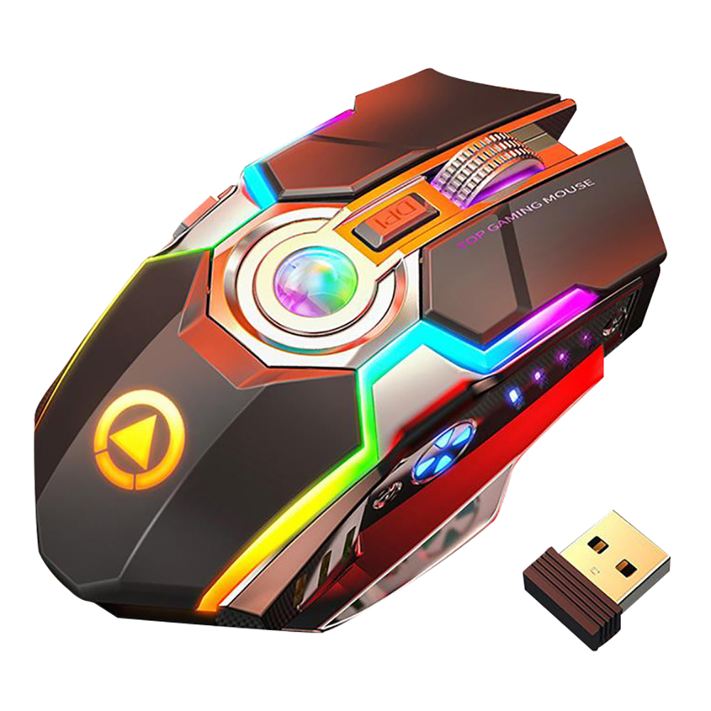 USB перезаряжаемая оптическая игровая мышь RGB, эргономичная Беспроводная игровая мышь с 7 клавишами RGB Подсветкой