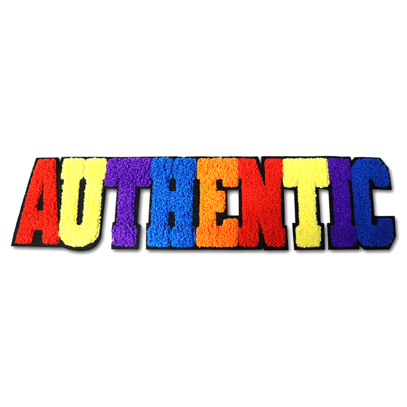 Wholesale Custom 3d Gold Sequined Multicolor Heart Chenille T-shirt Patch Embroidery