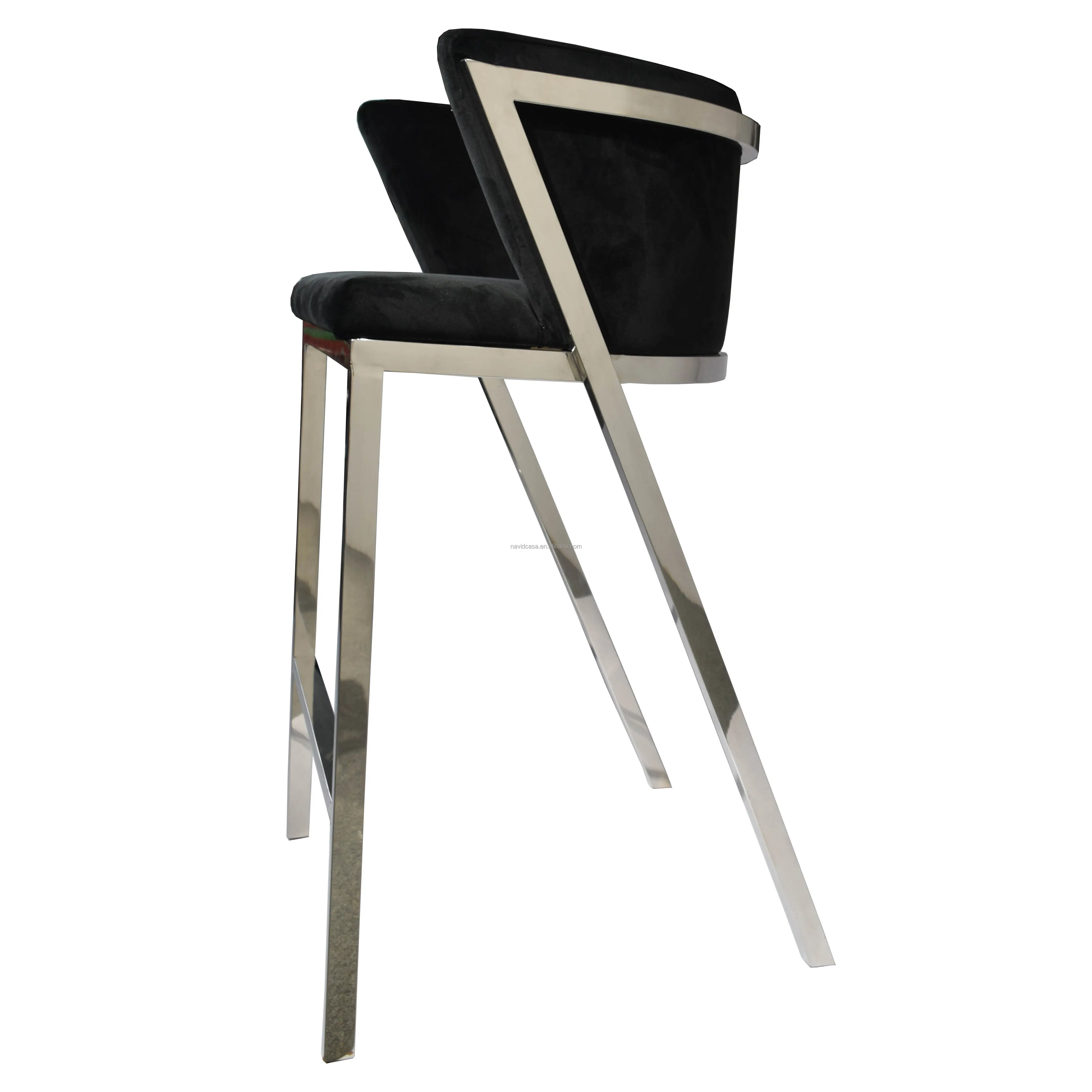 Modern designer bar furniture metal sliver leg bar chairs stool restaurant