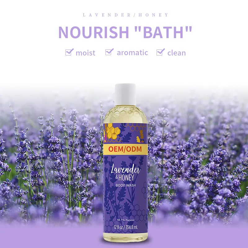 Wholesale Custom Logo Brightening Body Wash Natural Active Ingredient Lavender Whitening Perfume Body Wash