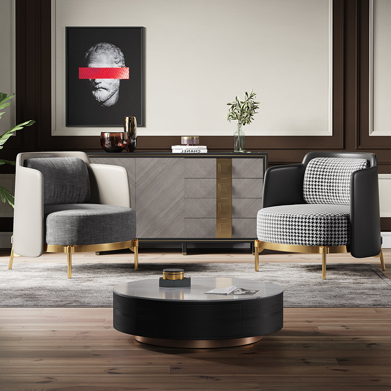 2021 Modern Design Comfortable Sitting High Density Foam With FR Fabric Cover Metal Base Armchair