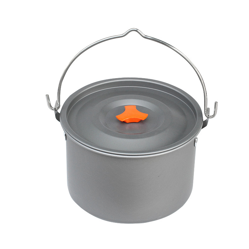 Portable Non-stick 4l Kitchen Aluminum Alloy Outdoor Picnic Cooking Tourism Fishing Soup Pot Camping Hanging Single Pot