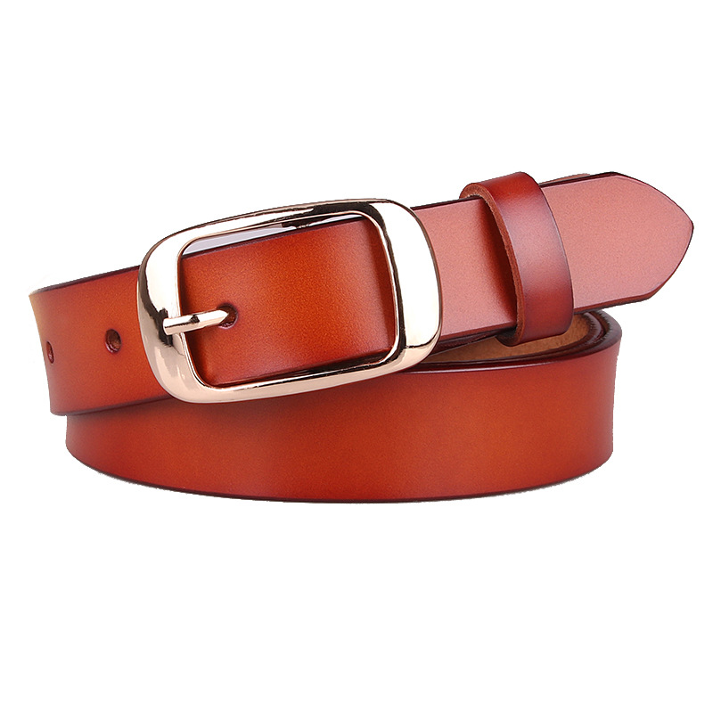 Wholesale fancy and stylish buckle high quality waist women genuine leather brown dress belt
