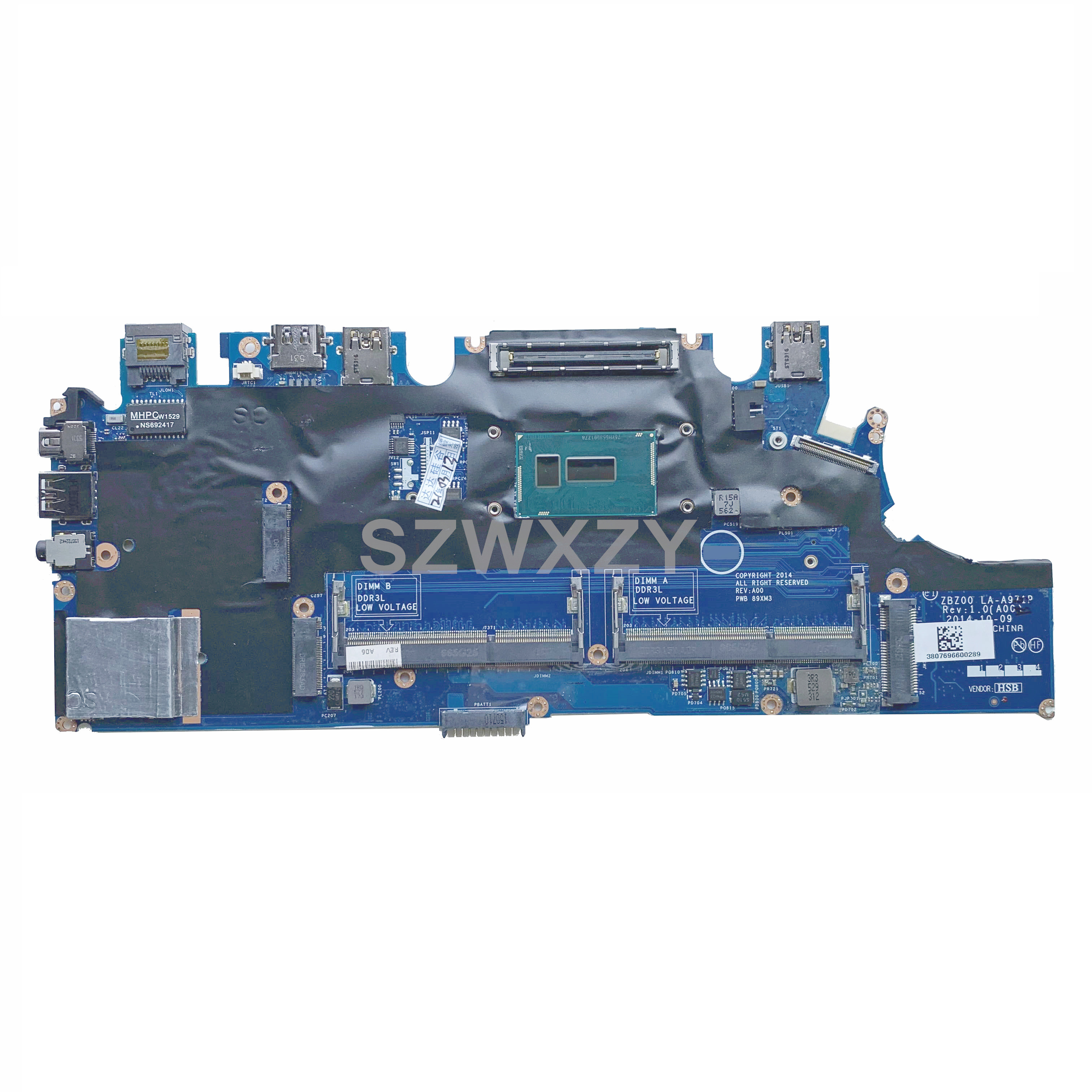 For DELL Latitude 7250 E7250 Laptop motherboard ZBZ00 LA-A971P With SR23V i7-5600U CN-0TPHC4 0TPHC4 TPHC4