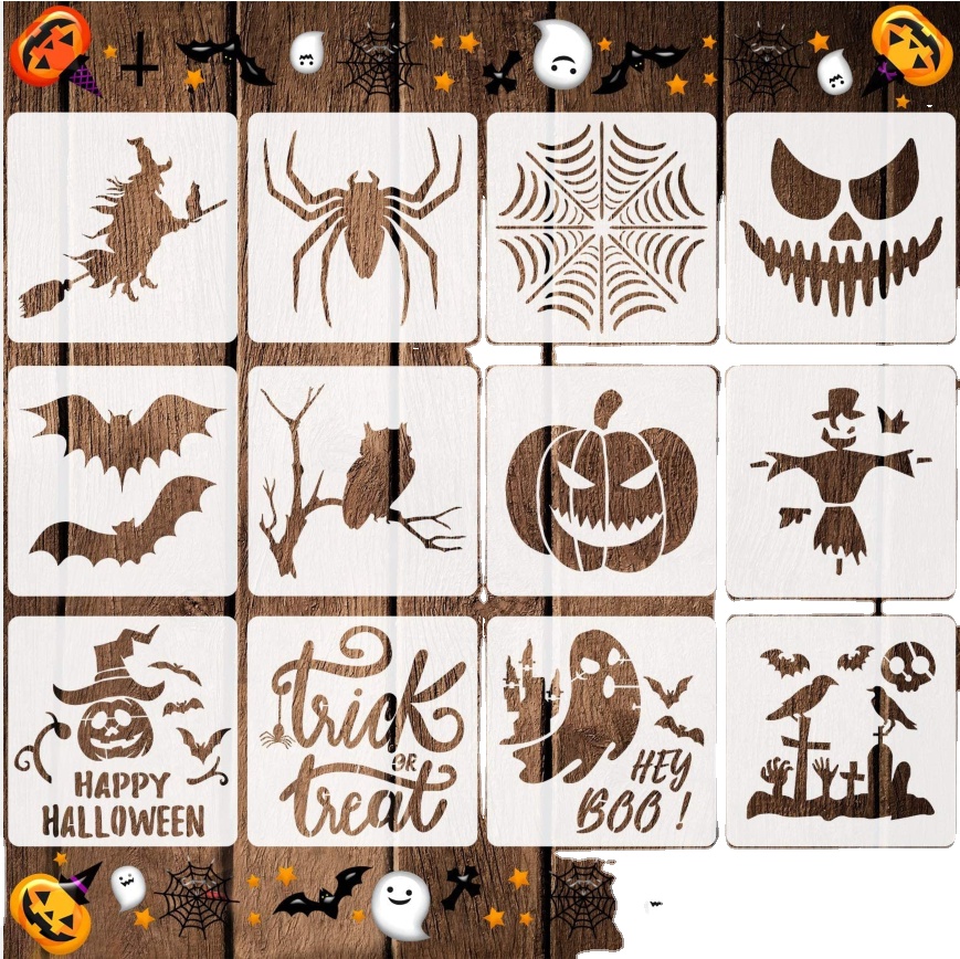 16 Halloween templates DIY Halloween design painting templates DIY wood fabric pumpkins windows glass