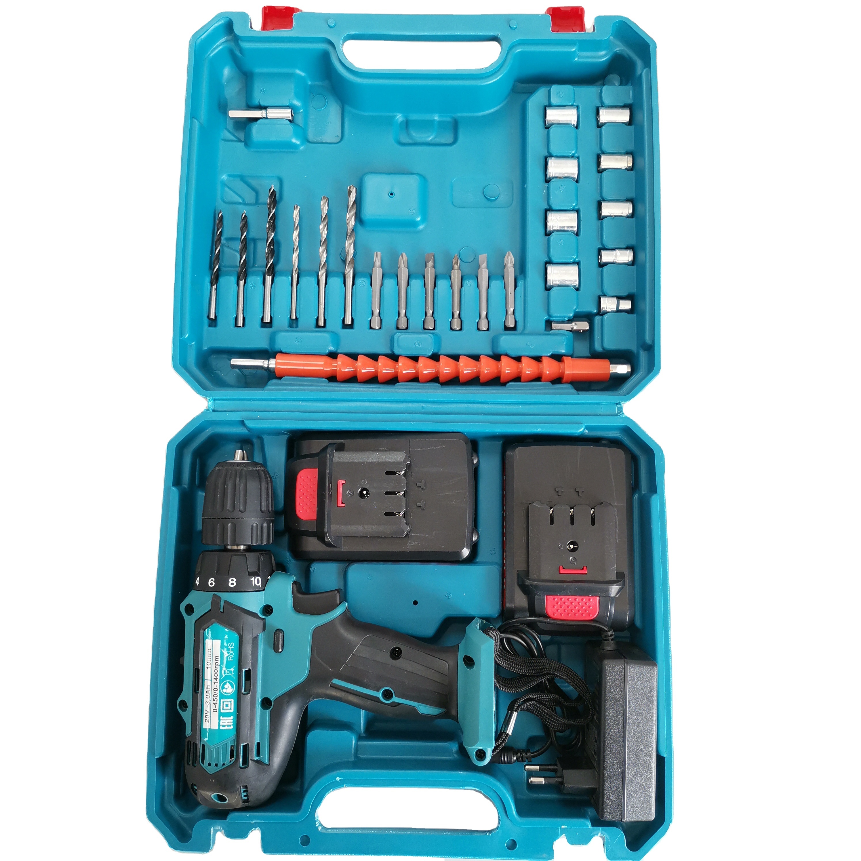 Juego de maquina inalambrica para taladro de 20 V con brocas y tubo blando y varilla de conexion