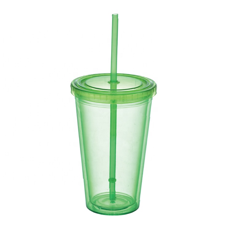 Wholesale Multi-color Simple Fashionable Custom Clear Plastic Coffee Mug With Straw