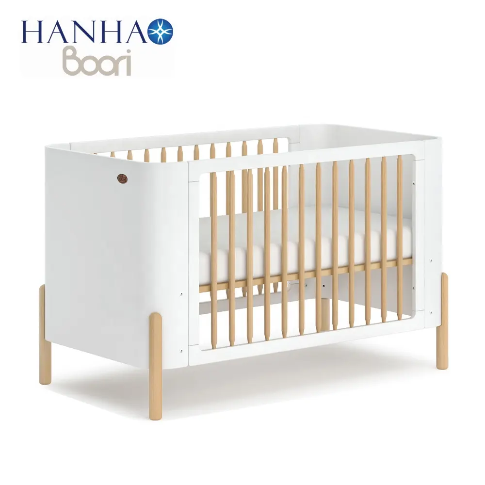 Only B2B Boori EN 716 Multifunctional Wooden Baby Crib Modern White 3 In 1 Baby Cot Bed Wood