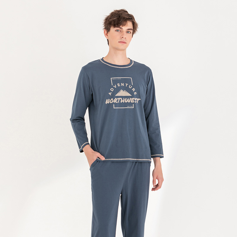 2021 new cheap 95% cotton high quality Big Size printed men sleepwear two pieces pajamas set cotton pajamas