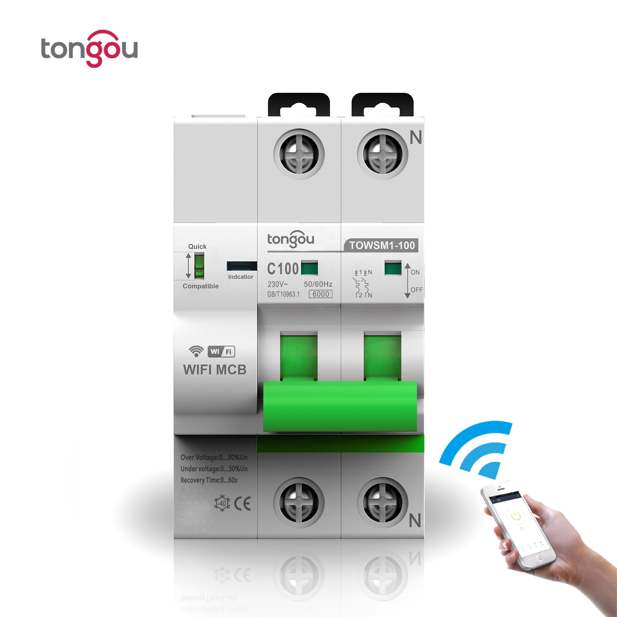 Автоматический выключатель с поддержкой Wi-Fi, 1P + N/3P + N, 80 А