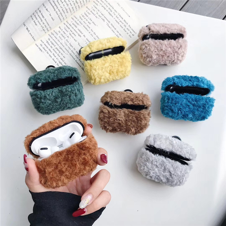 Stock Luxury PU leather Earphone Bag Furry case for Apple Airpods Pro Case