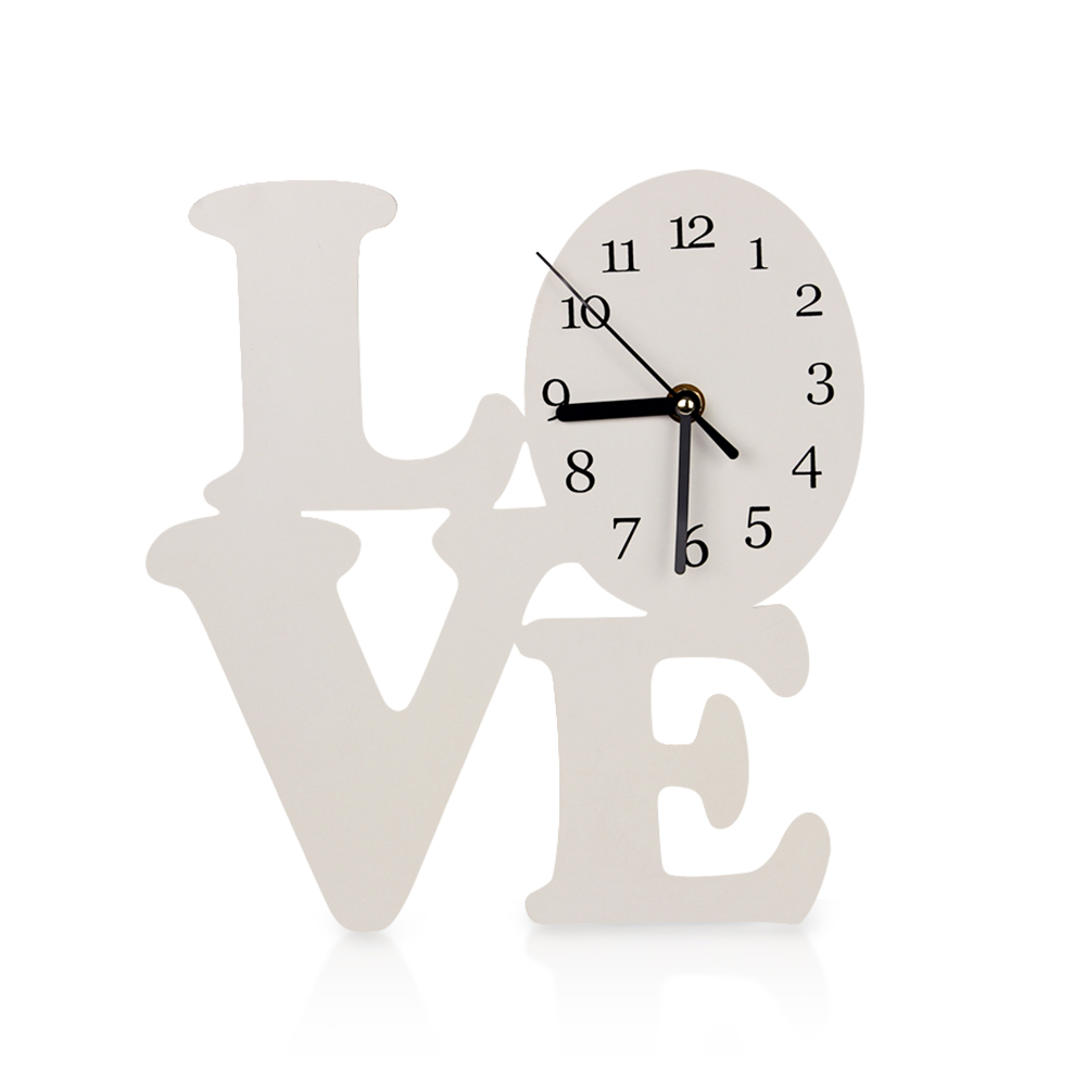 Home love letter decor white wood wooden wall clock