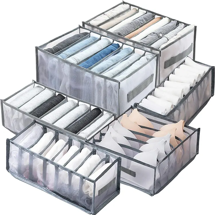 Wardrobe Clothes Organizer for Jeans, Upgraded Drawer Organizers for Clothing with Handle Foldable, Drawer Organizers Clothes