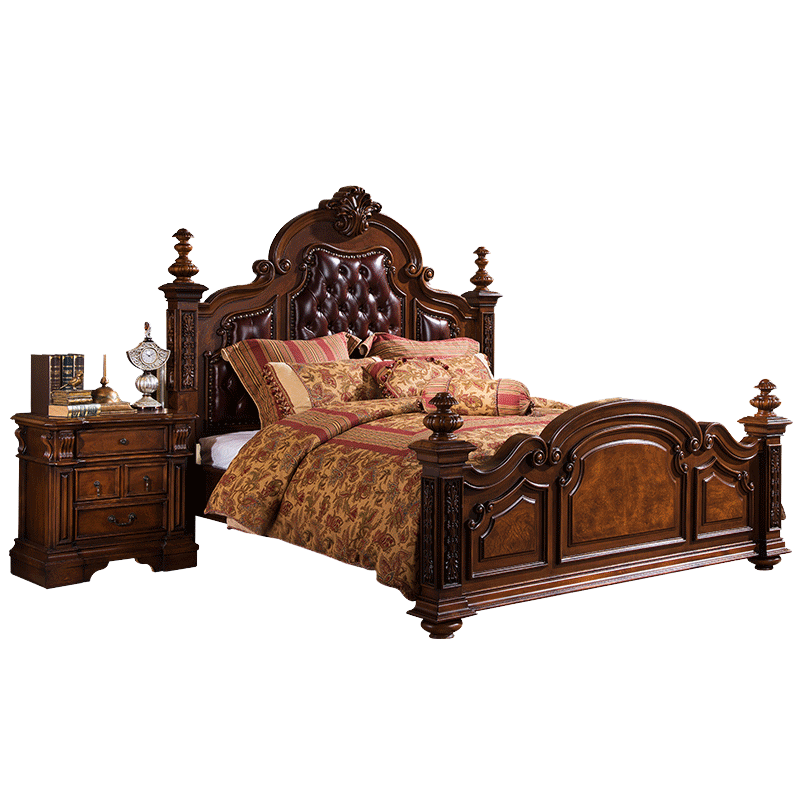 PYC-26 Home Furniture Royal King Size Bed Antique Bedroom Furniture