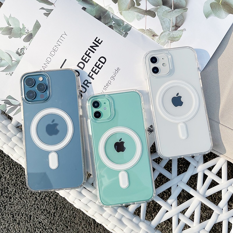 Заводская цена, Прозрачный Акриловый чехол с магнитной защитой для iPhone 12/13/14 Pro Max, прозрачный Магнитный ударопрочный чехол из ТПУ и поликарбоната