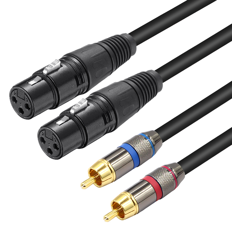 Заводской 1,5 м 2RCA штекер к двойному XLR разъем OFC AUX аудио кабель экранированный для усилителя микшера