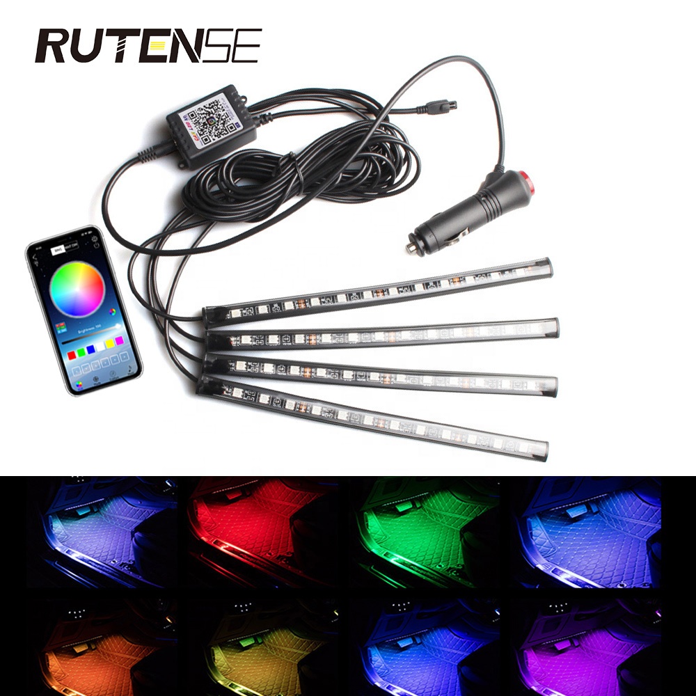 Rutense RGB салона водить автомобиль интерьера атмосфера с цветовой моделью RGB приложение управления для автомобиля световая полоса украшение интерьера фонари