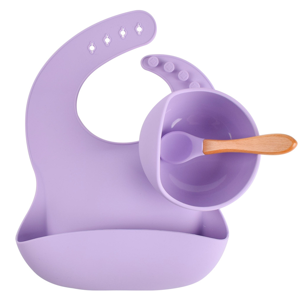 Bpa Free Baby Bibs Bowls 3 Pack Set Spoons Feeding Products Silicone Baby Supplies