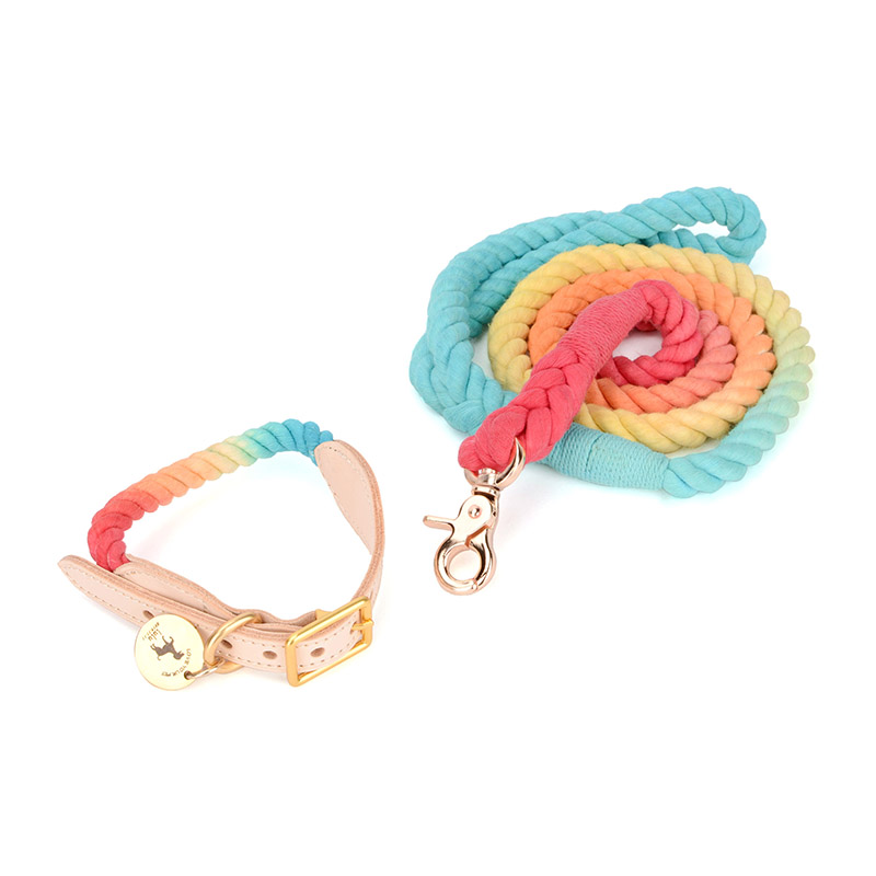 Dog Leash Rope High Quality 100% Cotton Fashionable Colorful Gradient Rope Dog Leash Western Style Pet Accessories Dog Leash