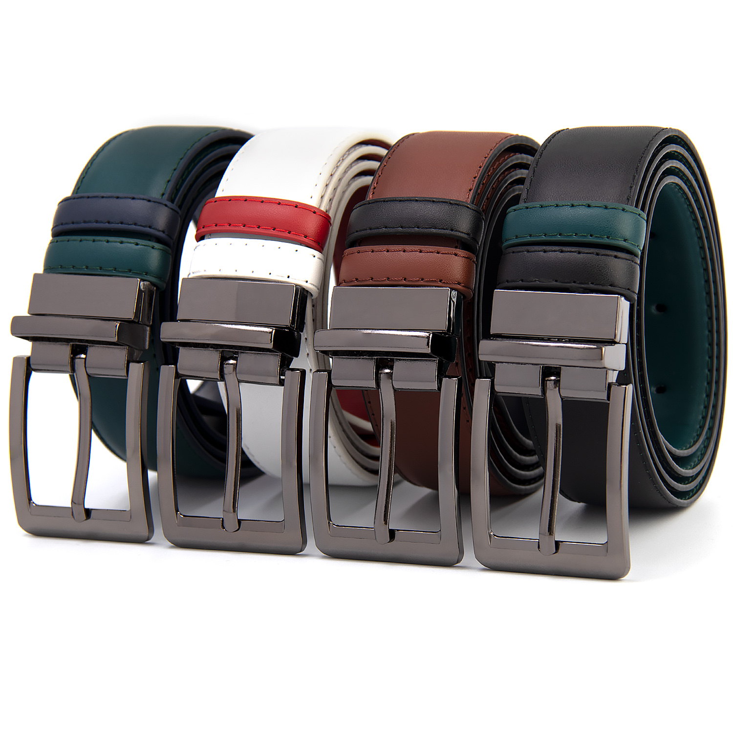 Durable Double-sided Color Alloy Pin Buckle belt With Multiple Colors Matching PU Leather belt Manufacturer Factory