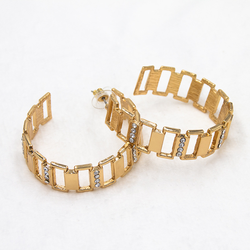 Fashion Link Chain Hoop Earrings Gold Plated Cuban Link Earrings Women E0715