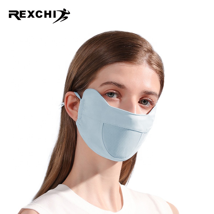 REXCHI XKZ46 In Stock Reusable Washable Fabric Cool Feeling Silk Ice Face Masks Adjustable Elastic Earloop Fashion Mask
