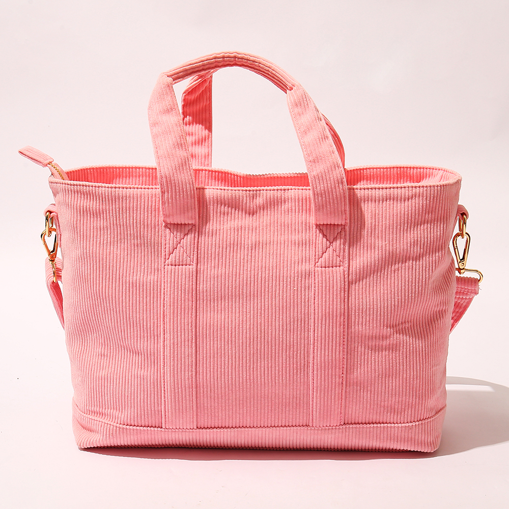 Customized reusable tote shopping bag recycled eco corduroy adjustable shoulder toto bag clutch
