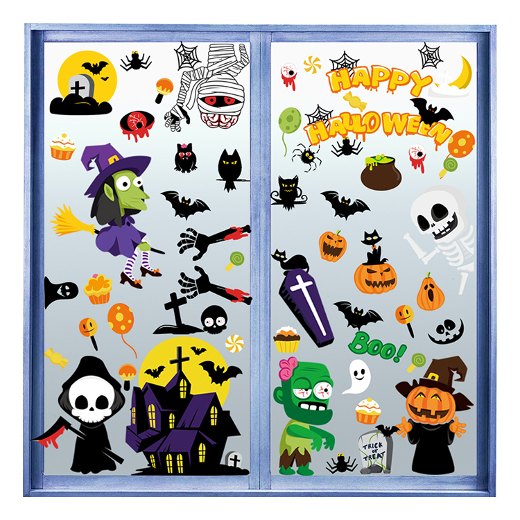 New Halloween Removable Static Clings Window Wall Decorations Party Double-Sided Stickers