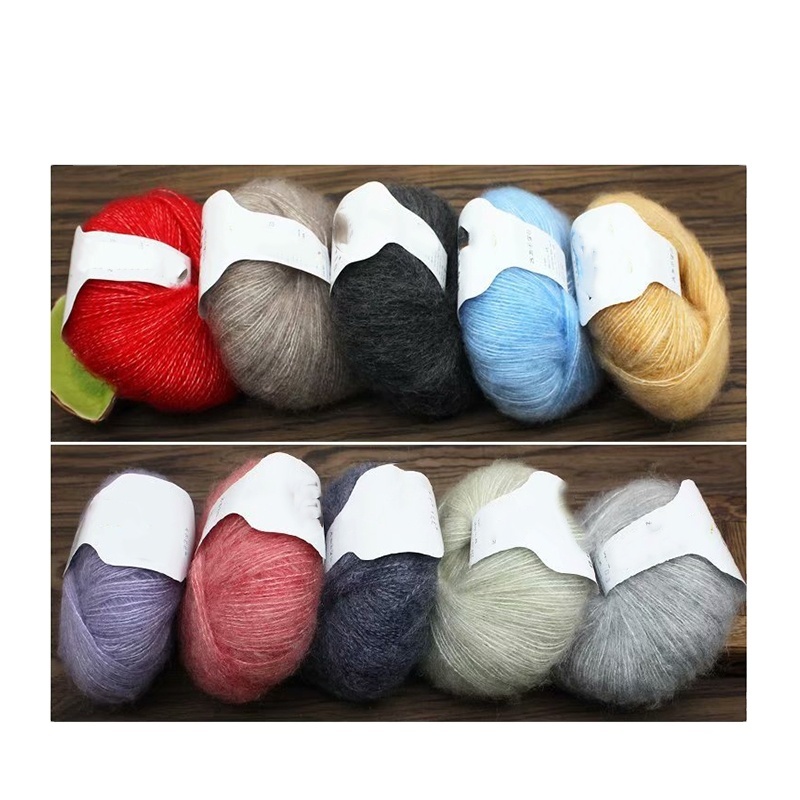 Wholesale stock 25 gram per PCS different colors available 100% acrylic hand knitting yarn fancy mohair yarn for crochet