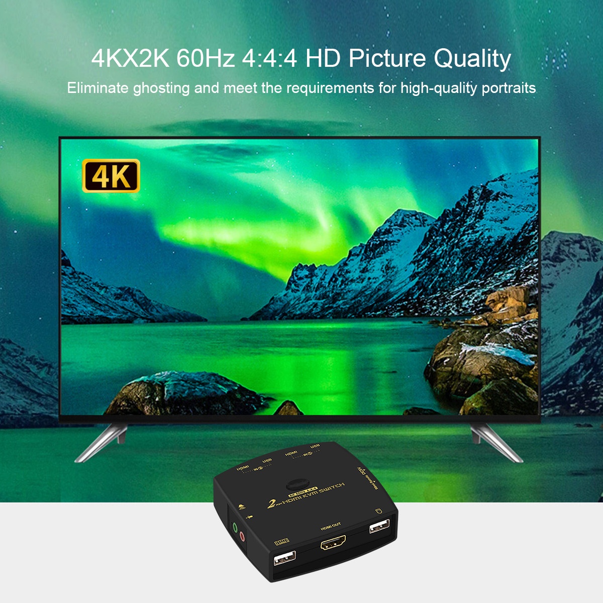 2 порта HDMI 2,0 KVM переключатель