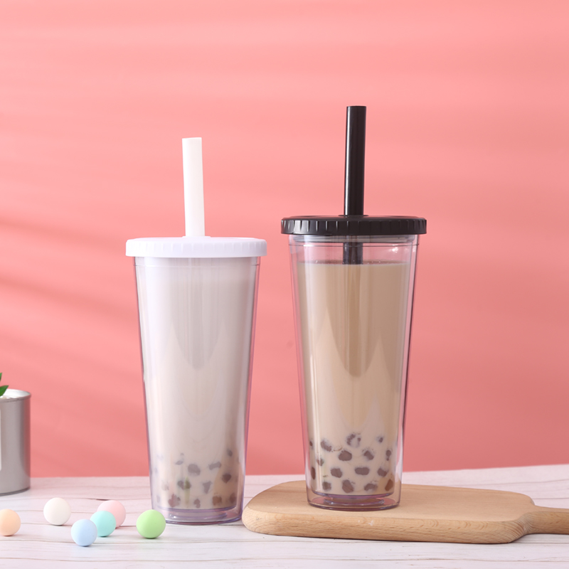 Многоразовая чашка Boba, пузырьковая чайная чашка, 22 унции, кружка для смузи, акриловая дорожная кружка, не содержит Бисфенол А, пластиковая кружка с 12 мм соломинкой, кружка для молока и чая