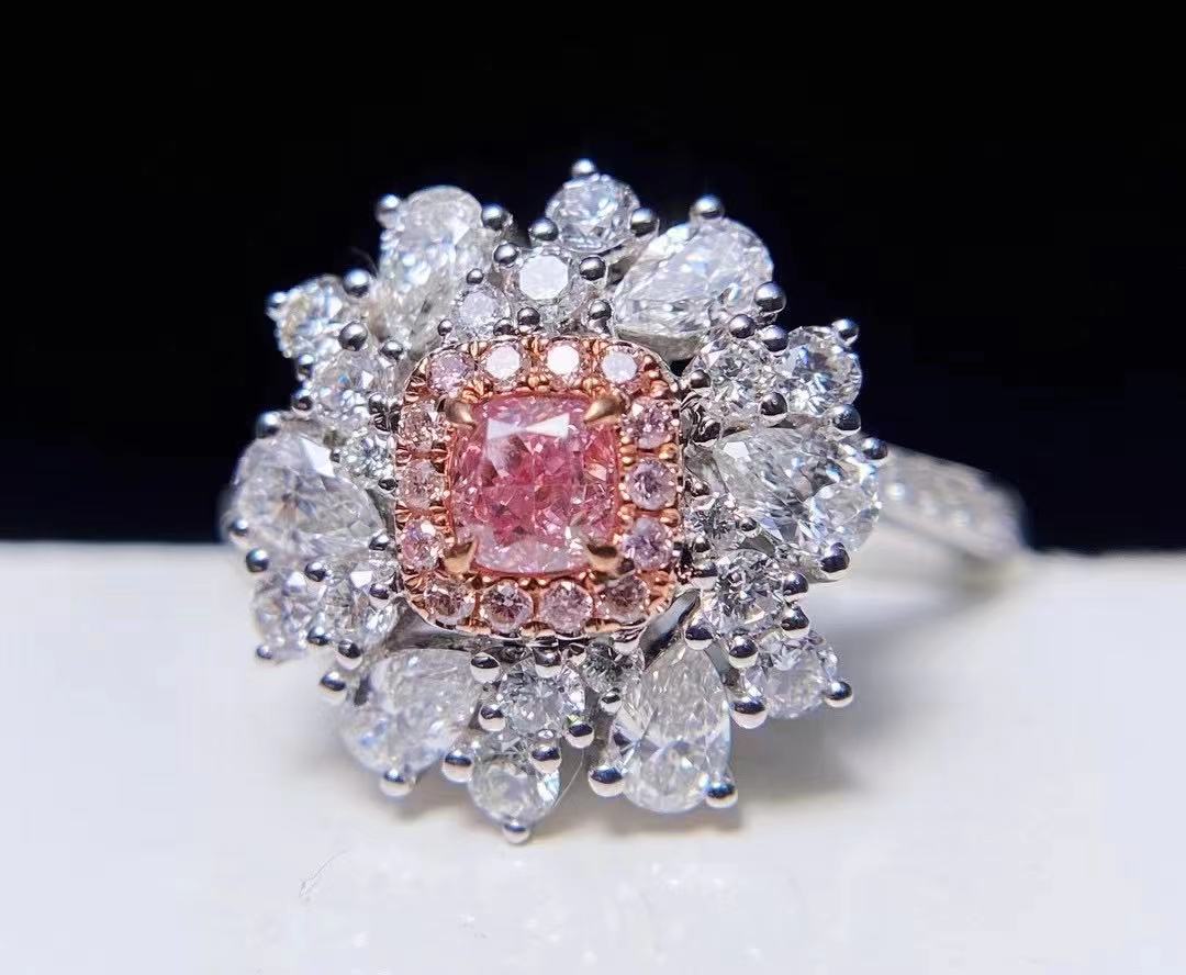 Lab grown Faint Pink VVS Cushion cut Pear cut Diamond Ring Romantic Jewelry GIA Certificated