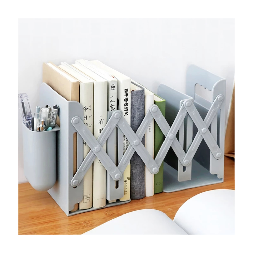 Customizable Desk Book Organizer Set Book Holder Retractable Bookends for Shelves Book Support Stand Bookshelf with Pen Holder