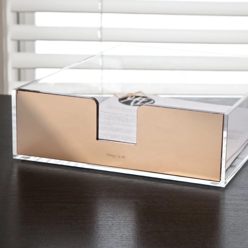Rectangular Customized Clear Acrylic Notepad Holder Memo Refill Paper Holder