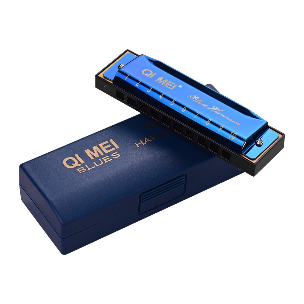 QI MEI 1020 Bluetooth гармоника с 10 отверстиями, 20 мелодий, диатоническая гармоника, мундштук с чистящей тканью и коробкой для хранения, красный