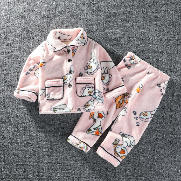 Kids Fall And Winter Children Boys Girls Long Sleeve Baby Matching Pajamas Set