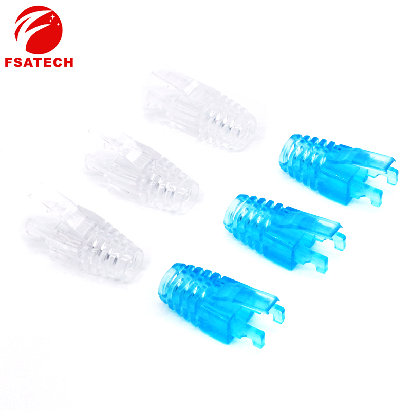 FSATECH новый материал для ПК Cat5E Cat6 cat 7 прозрачный Кристальный Штекерный соединитель RJ45