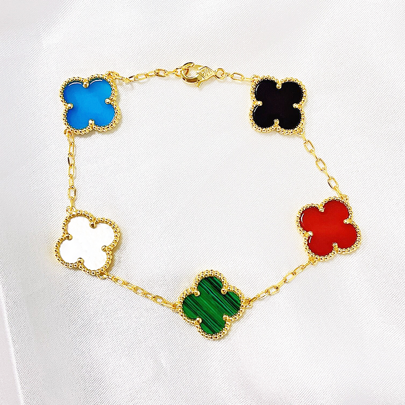 Wholesale Stainless Steel Chain Bracelet Women VCA Lucky Four Leaf Clover Gold Plated High Quality Bracelet Jewelry