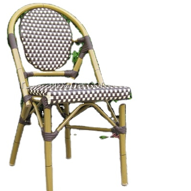 High Quality Stacking Weather Proof Outdoor French Vintage Aluminium Rattan Bistro Dining Chair