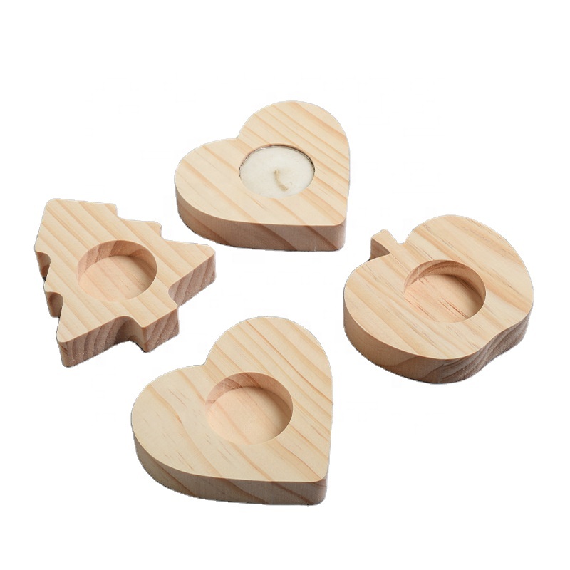Custom design pine wood crafts wooden candle base